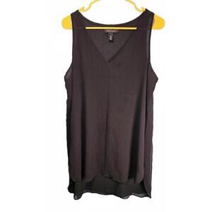 White House Black Market Black Lightweight Sleeveless Long Blouse - Size‎ M